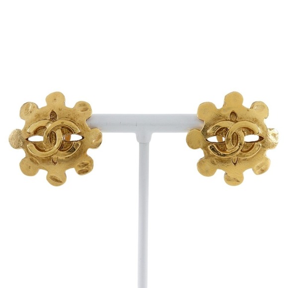CHANEL Gold Logo Earrings - Picture 1 of 7